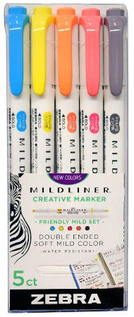 Wholesale Zebra Mildliner Double Ended Highlighter 5 Packs