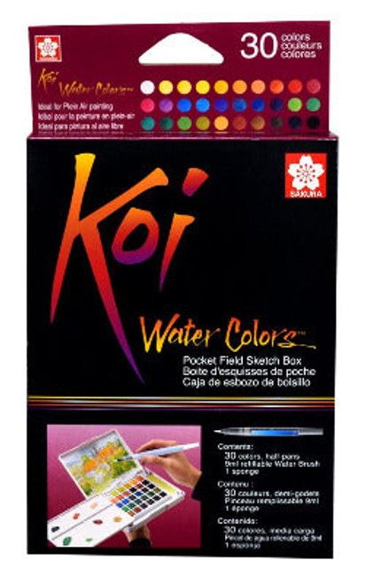 Sakura Sakura Koi Watercolors- 30-Color Pocket Field Sketch Box XNCW-30N