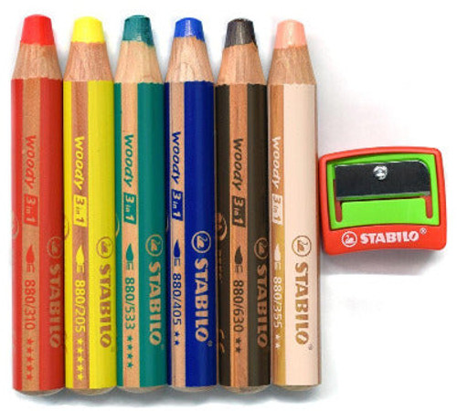 Wholesale STABILO Woody 3-in-1 Set of 6 w/Sharpener