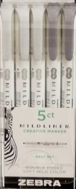 Zebra Mildliner Double-Ended Highlighter 5-Pack - Gray Set