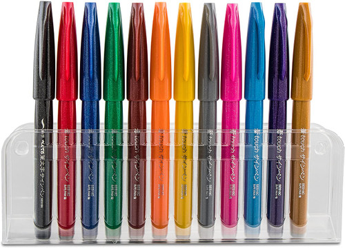 Pentel Pentel Sign Pen with Brush - Set of 12 SES15CPC12