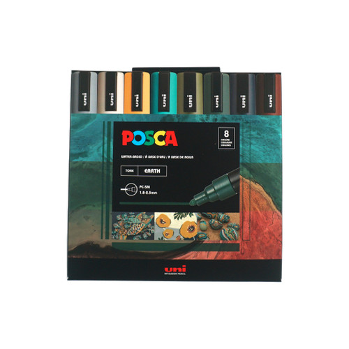 uni POSCA Acrylic Paint Marker - PC-5M Medium - 8 Earth Tone Color Set 