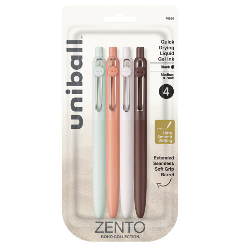 Uni Zento Gel Pens .7mm 4 Packs