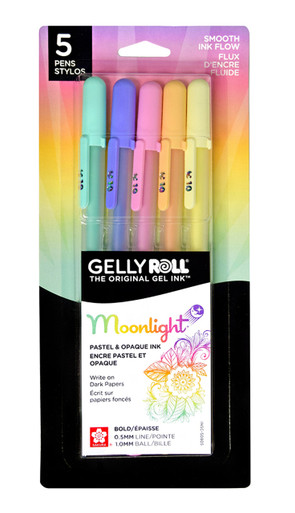 Sakura Gelly Roll Moonlight – Set 12 Stylos Gel Fluorescents & Pailletés | Écriture & Dessin Sur Papier Noir