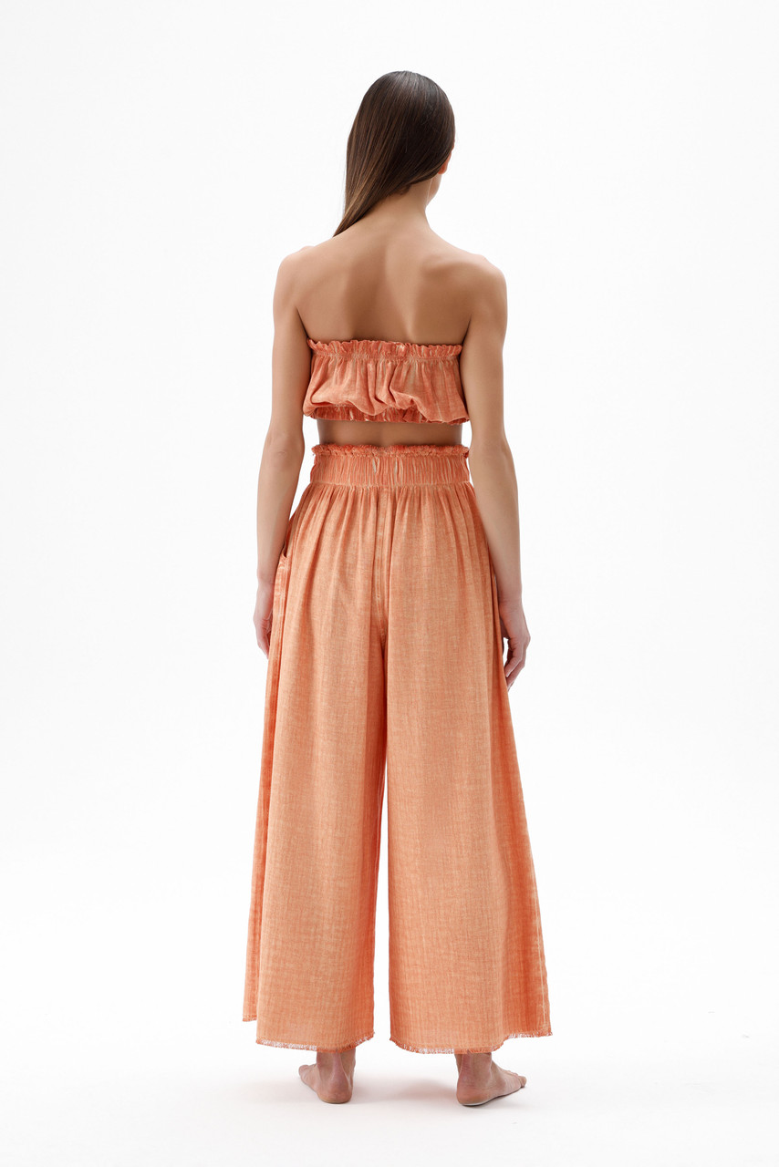 Simpuna Orange Linen Bandeau Top