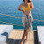 Simpuna Linen Blend Peshtemal (Beach Towel) in Beige and Dark Blue