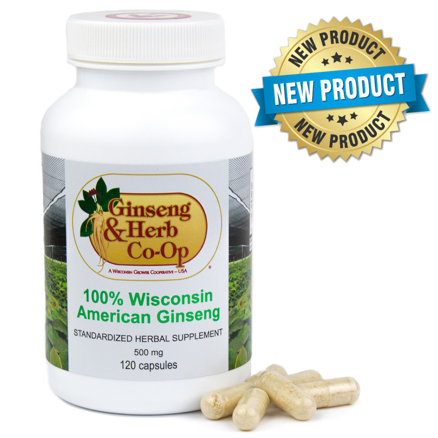 NEW: 100% Wisconsin Ginseng Capsules - 120 COUNT