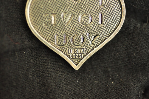 Sterling Silver 925 Heart Pendant – I LOVE YOU Design – USA Made – 6g Great Gift