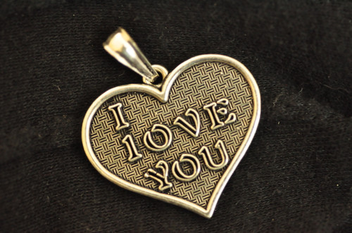 Sterling Silver 925 Heart Pendant – I LOVE YOU Design – USA Made – 6g Great Gift