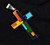 Rhodium Plated Steel Color Block Cross Pendant 2in Modern Art Design -Gorgeous!