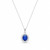 STUNNING! 925 Sterling Silver Blue Oval CZ Halo Pendant Necklace 16"+2 Love Gift
