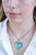 Stainless Steel Turquoise Style Heart Pendant Necklace 24" Box Chain NEW