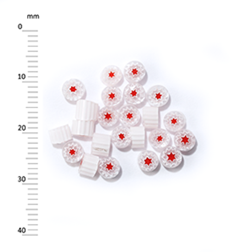 Millefiori - 50g pack (M051), white and red, 3-5mm