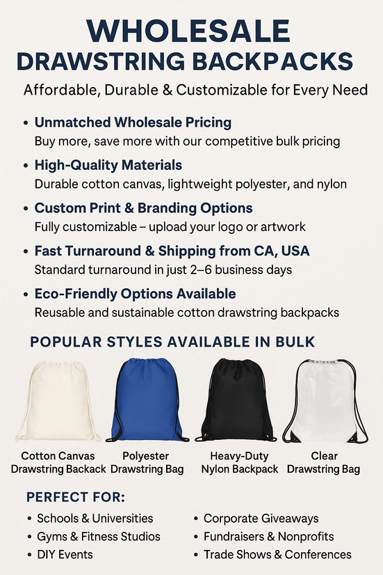 Wholesale Drawstring Backpacks – Affordable, Durable & Customizable for Every Need