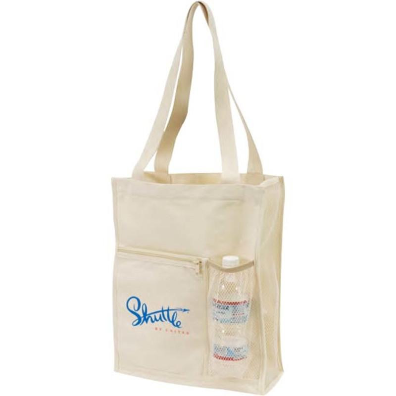 Wholesale Canvas Tote Bag with Mesh Bottle Holder
