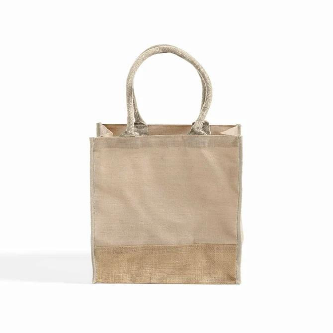 Medium Jute Blend Burlap Tote Bags Bulk with Full Gusset B912