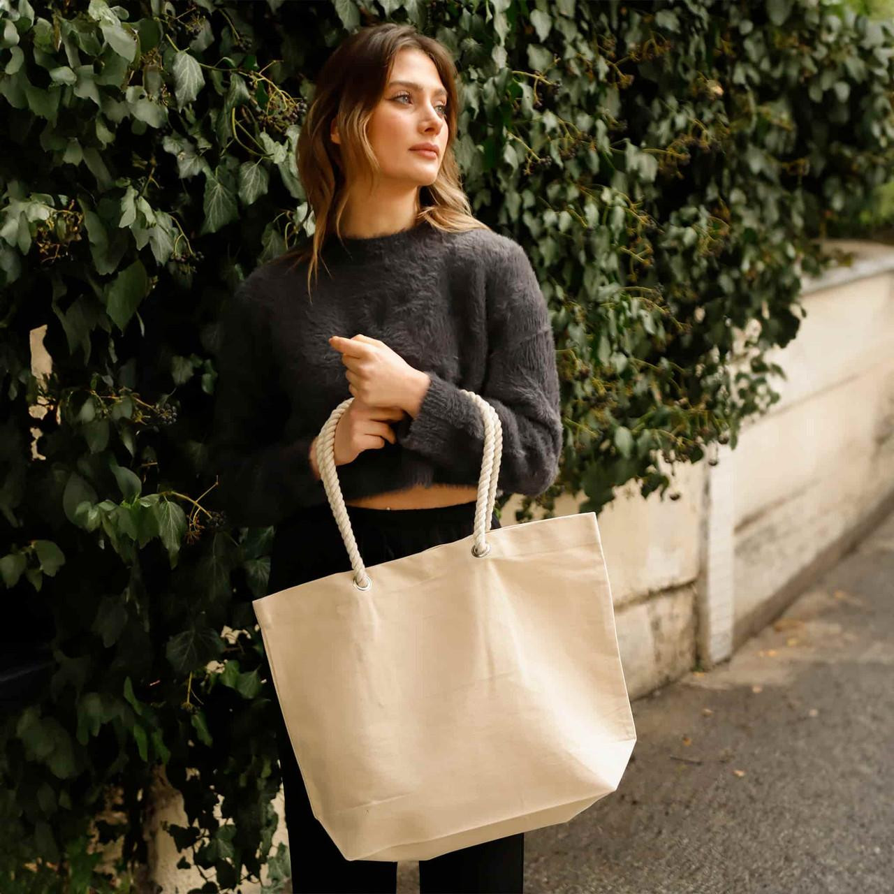 Wholesale Custom Canvas Tote Bags with Rope Handles Interior