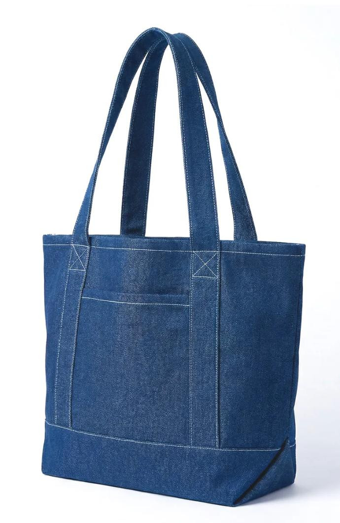 Large Denim Shopping Bags | Custom Pocket Tote
