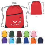 BagzDPT Wholesale Polyester Drawstring Bags with Front Zipper Pocket 