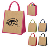 BagzDPT Wholesale Jute Burlap Tote Bags with Hook And Loop Closure 