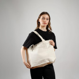 BagzDepot Zipper Canvas Tote Bags Wholesale with Front Pocket - Large 