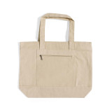 BagzDepot Zipper Canvas Tote Bags Wholesale with Front Pocket - Large 