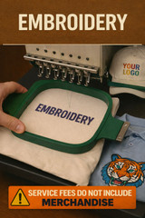 Custom printing services including screen printing, embroidery, and full-color printing for apparel, hats, bags, and promotional merchandise