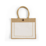 BagzDepot Button-Closure Jute Tote 
