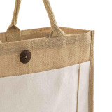BagzDepot Button-Closure Jute Tote 