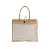 BagzDepot Button-Closure Jute Tote 