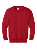 Port & Co Youth Core Fleece Crewneck Pocket Sweatshirt PC78YPKT