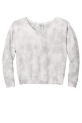 Port & Co Women's Beach Wash Cloud Tie-Dye V-Neck Sweatshirt LPC140V