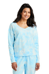 Port & Co Women's Beach Wash Cloud Tie-Dye V-Neck Sweatshirt LPC140V
