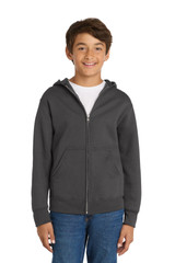 Port & Co Youth Core Fleece Full-Zip Hooded Sweatshirt. PC90YZH