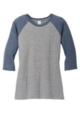 District Women's Perfect Tri 3/4-Sleeve Raglan. DM136L