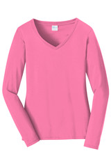 Port & Co Women's Long Sleeve Fan Favorite V-Neck Tee. LPC450VLS