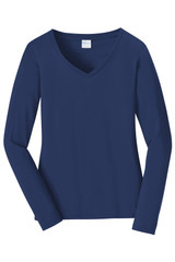 Port & Co Women's Long Sleeve Fan Favorite V-Neck Tee. LPC450VLS