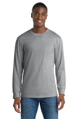 Port & Co Long Sleeve Essential Pocket Tee. PC61LSP