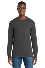 Port & Co Long Sleeve Essential Pocket Tee. PC61LSP