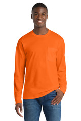 Port & Co Long Sleeve Essential Pocket Tee. PC61LSP