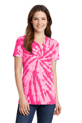 Port & Co Women's Tie-Dye V-Neck Tee. LPC147V