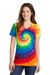 Port & Co Women's Tie-Dye V-Neck Tee. LPC147V
