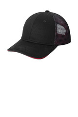 Port Authority Double Mesh Snapback Sandwich Bill Cap. C818
