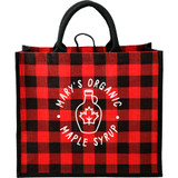 Buffalo Plaid Printed Jute Tote