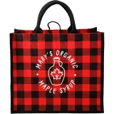 Buffalo Plaid Printed Jute Tote 