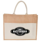 Jute Shopper Tote with Recycled Cotton Pocket