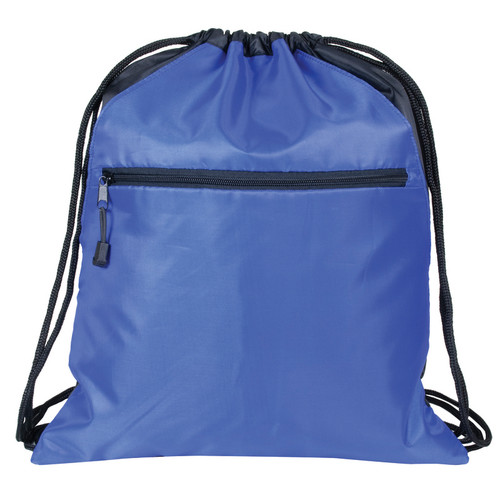 Zippered Drawstring Bag with 2 Slip Pockets