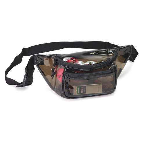 Transparent Black Fanny Packs with 3 Zipper Pockets