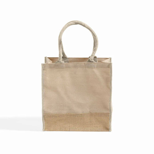 Medium Jute Blend Burlap Tote Bags Bulk with Full Gusset - B912