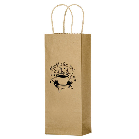 Natural Kraft Paper Wine Carry Out Tote - 1 Bottle